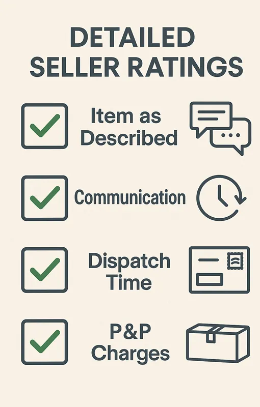 graphic displaying how to elevate Detail seller ratings