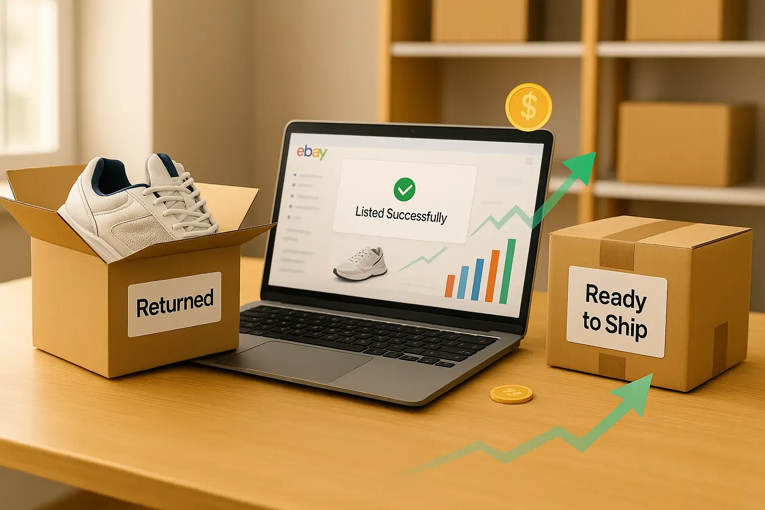An image showing a sneaker returned and resold on ebay illustrating how to relist an item on eBay