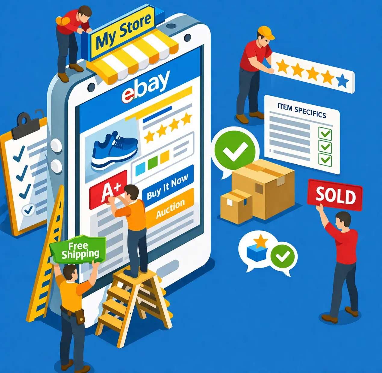 An image showing people working to demonstrate how to brand your eBay store step by step