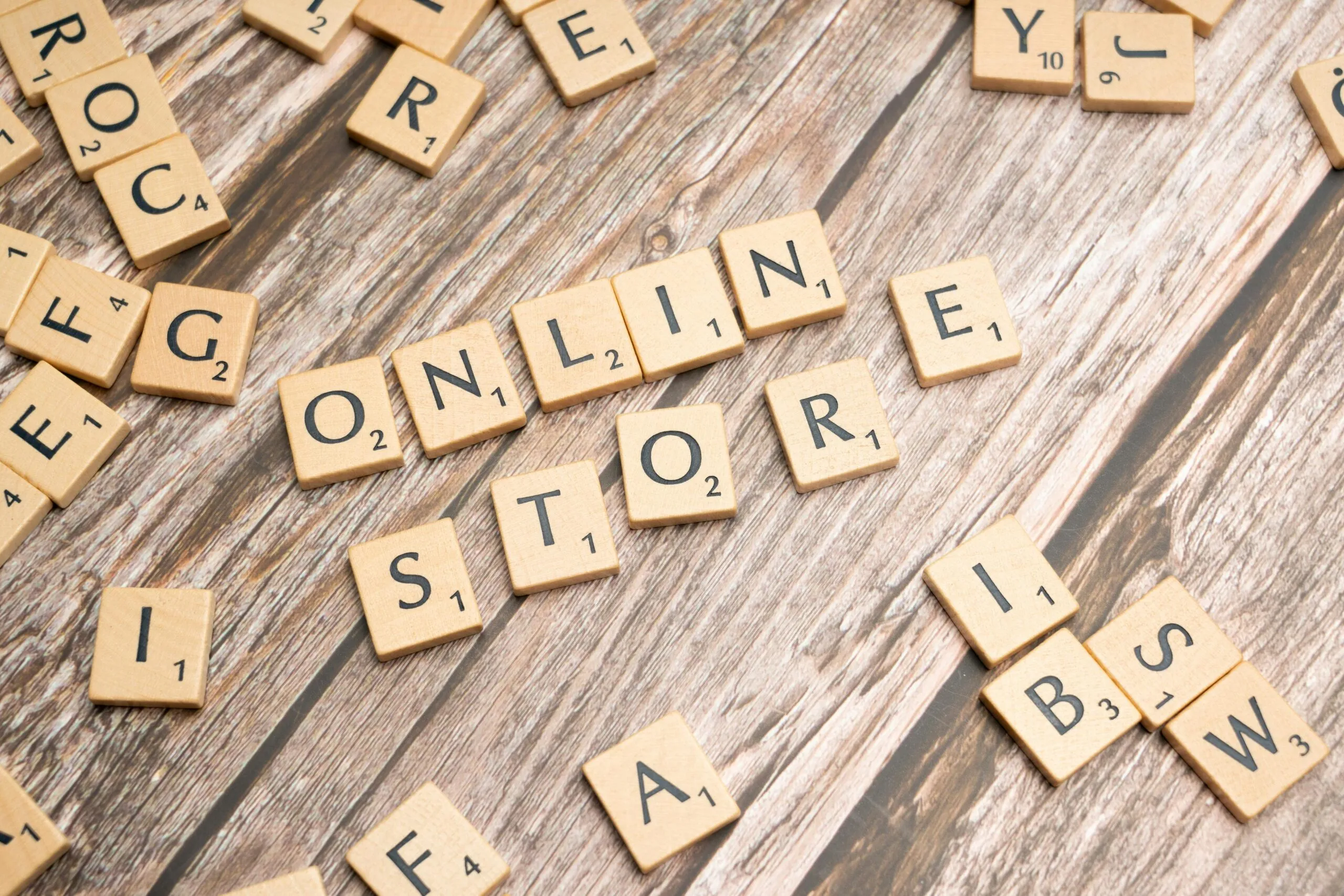 Letter tiles spelling out online store