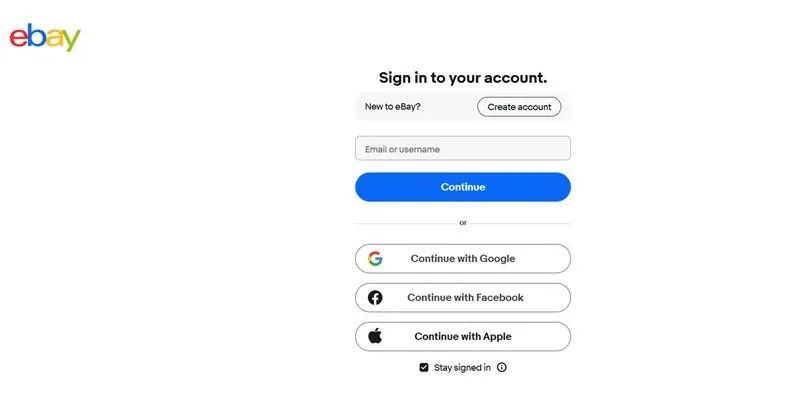 eBay login UK