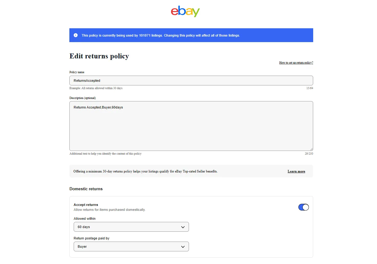 image showing ebay return policies